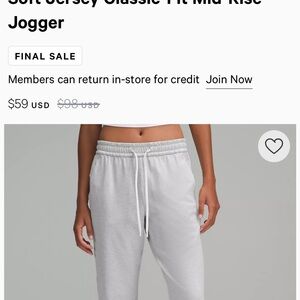 Soft Jersey Classic Fit Mid Rise Jogger - Gray
